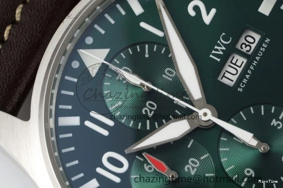 MIROTIME 0319 Bright Pilot Chrono SS AZF 1:1 Best Edition Green Dial on Brown Leather Strap A 7059